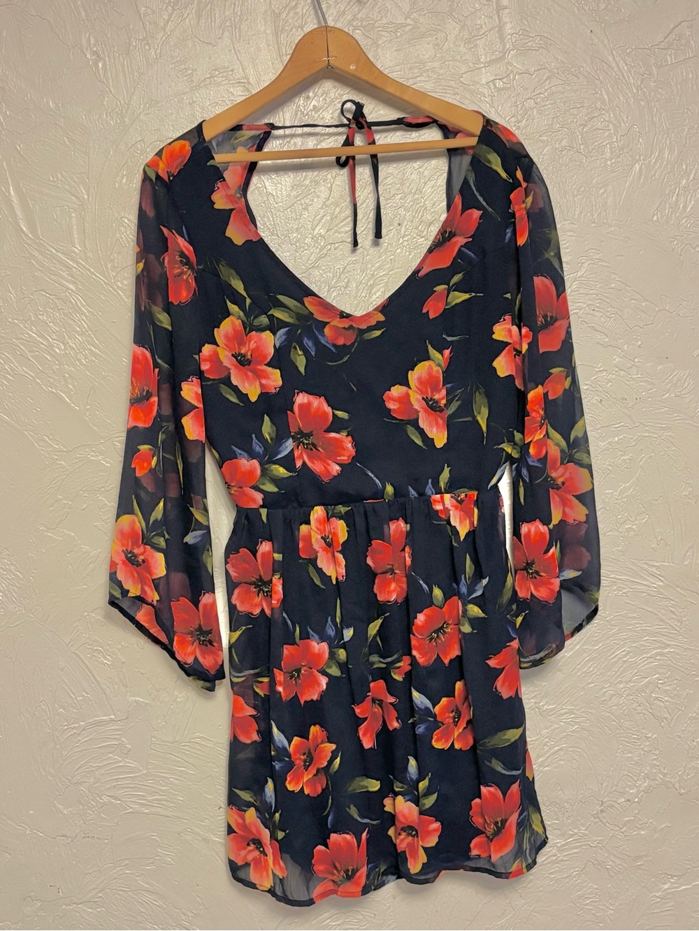 Hollister Women Floral Mini Cut Out Back Cocktail Evening Dress Size L